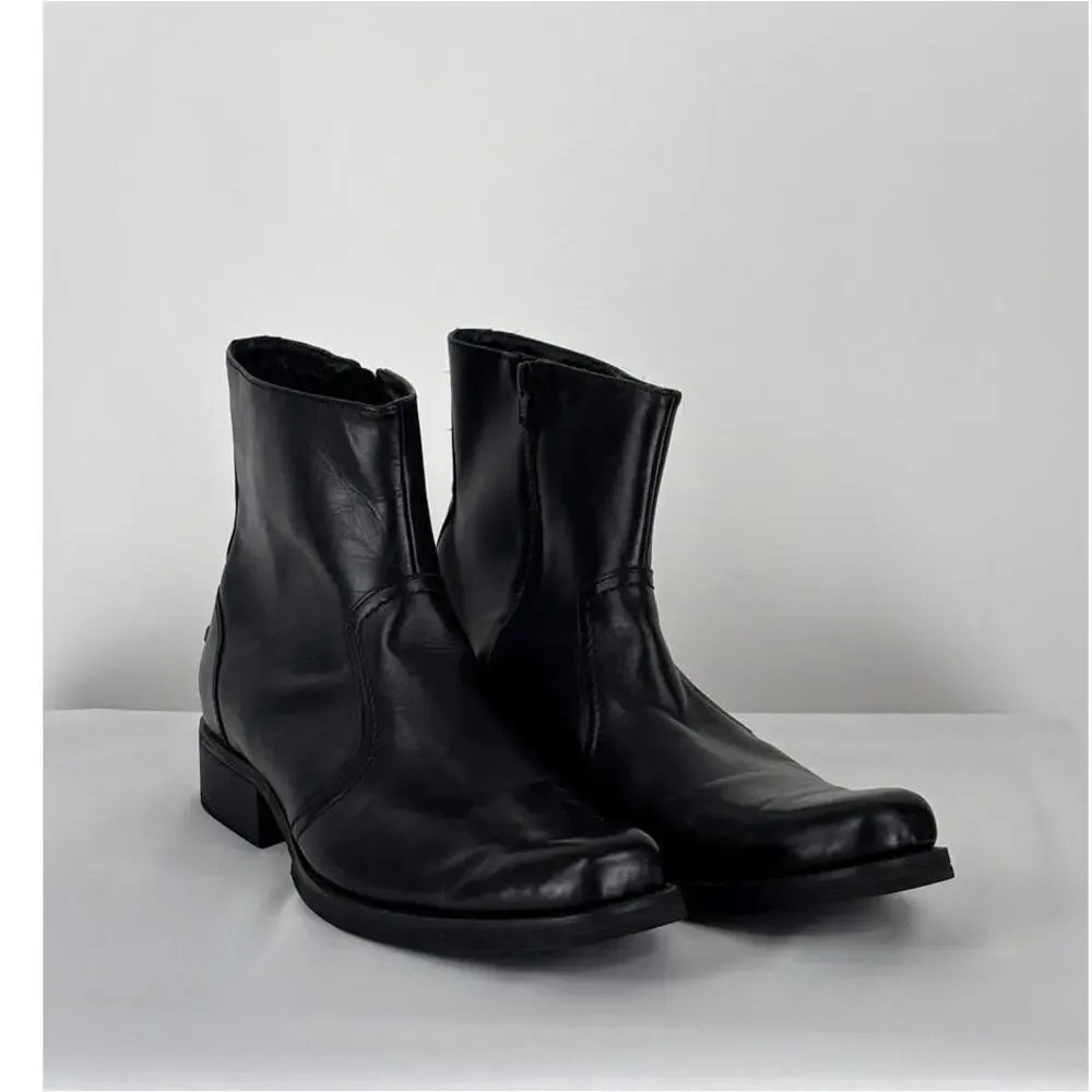 SAS Tripad Comfort Black Leather Side Zip Ankle Dress Boots Square Toe Mens 12M